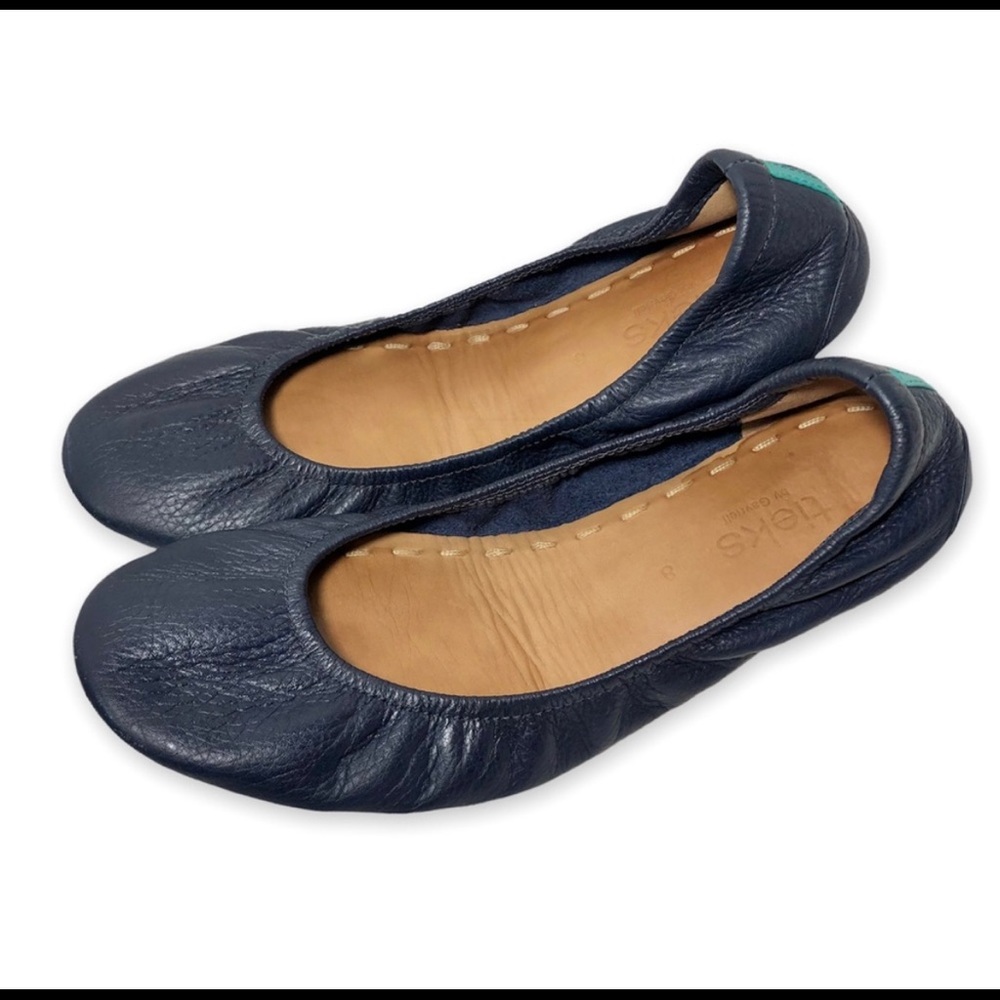 Tieks California Navy Blue Leather Ballet Flats Women’s Size 8